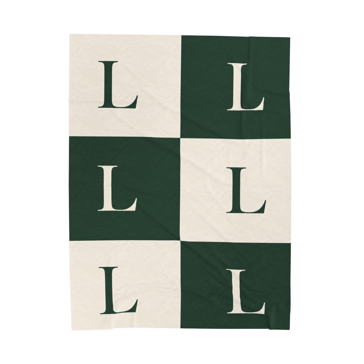 Lirita’ ita Signature Monogram Velveteen Plush Blanket – Bottle Green