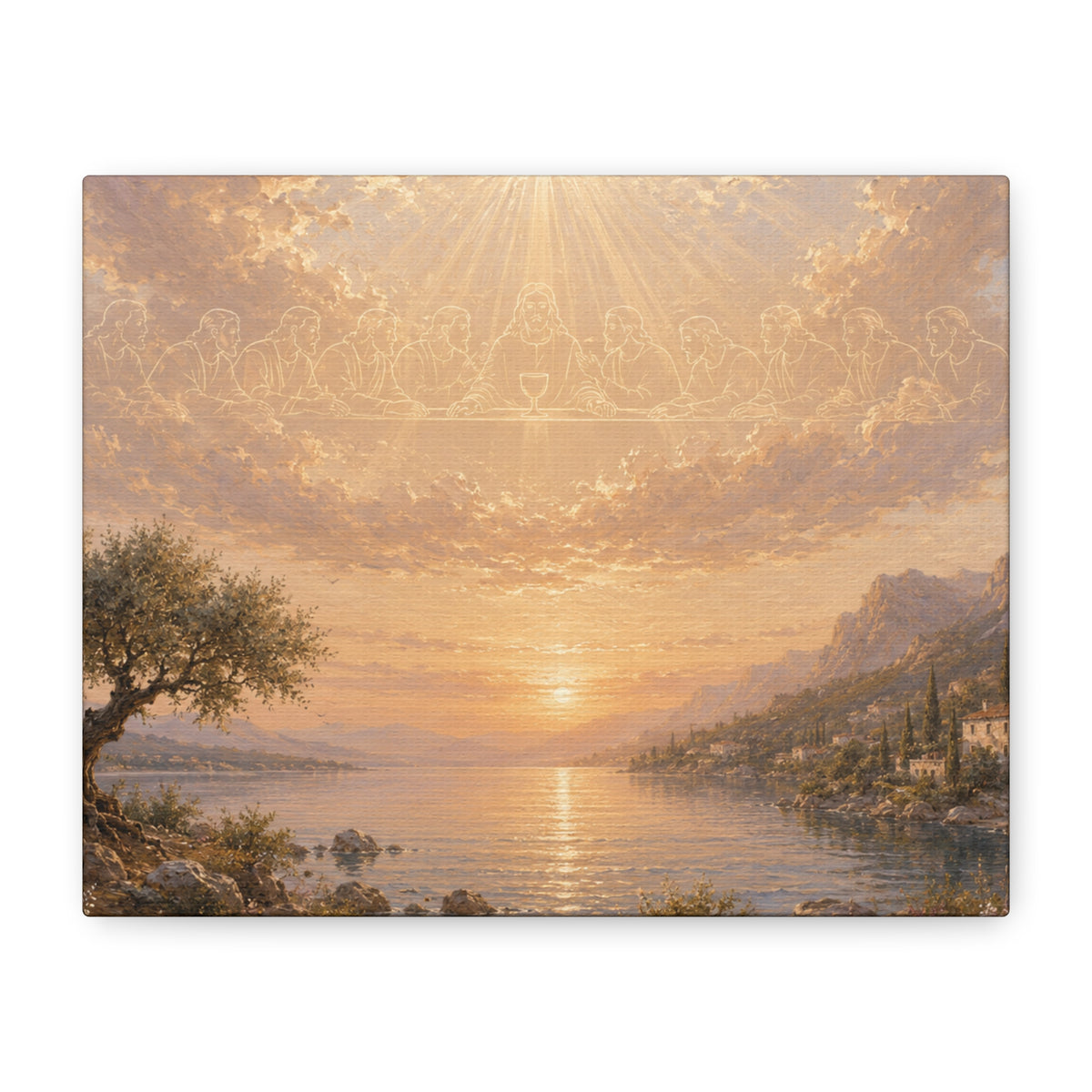 The Last Supper of Jesus and Sacred Olive Tree Christian canvas wall art