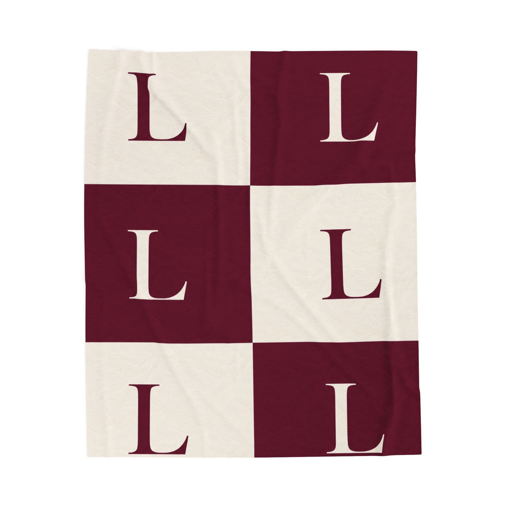 Lirita’ ita Signature Monogram Velveteen Plush Blanket – Burgundy