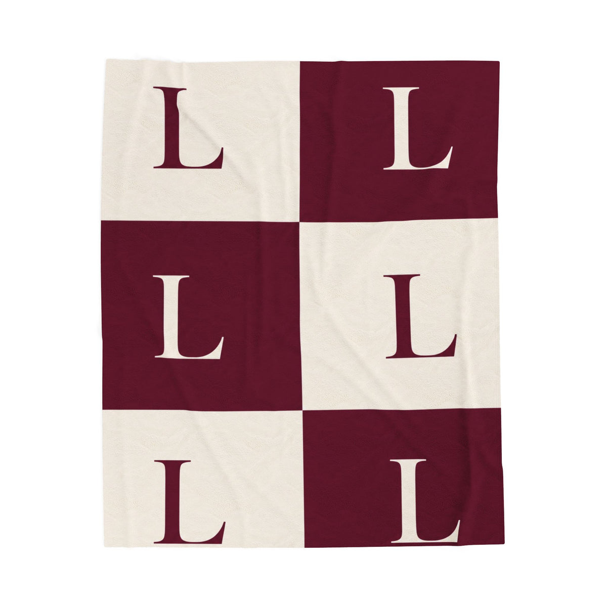Lirita’ ita Signature Monogram Velveteen Plush Blanket – Burgundy
