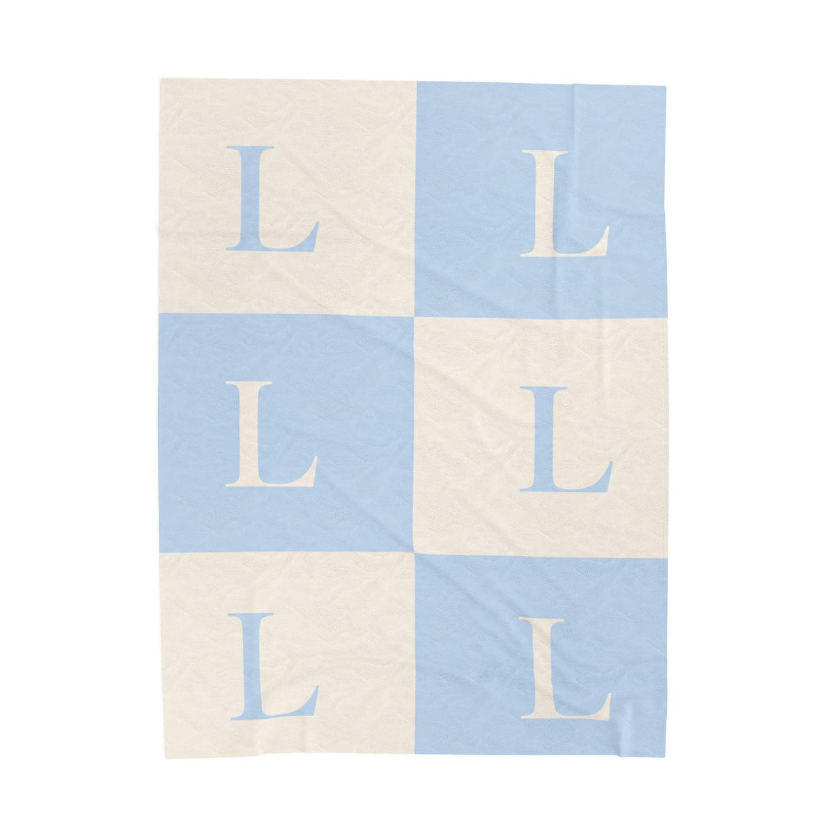 Lirita’ ita Signature Monogram Velveteen Plush Blanket – Baby Blue