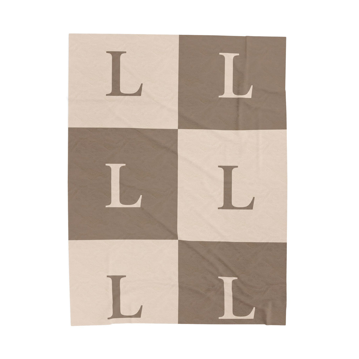 Lirita’ ita Monogram Velveteen Plush Blanket – Taupe & Beige