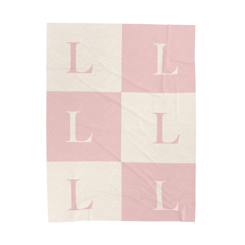 Lirita’ ita Signature Monogram Velveteen Plush Blanket – Blush Pink