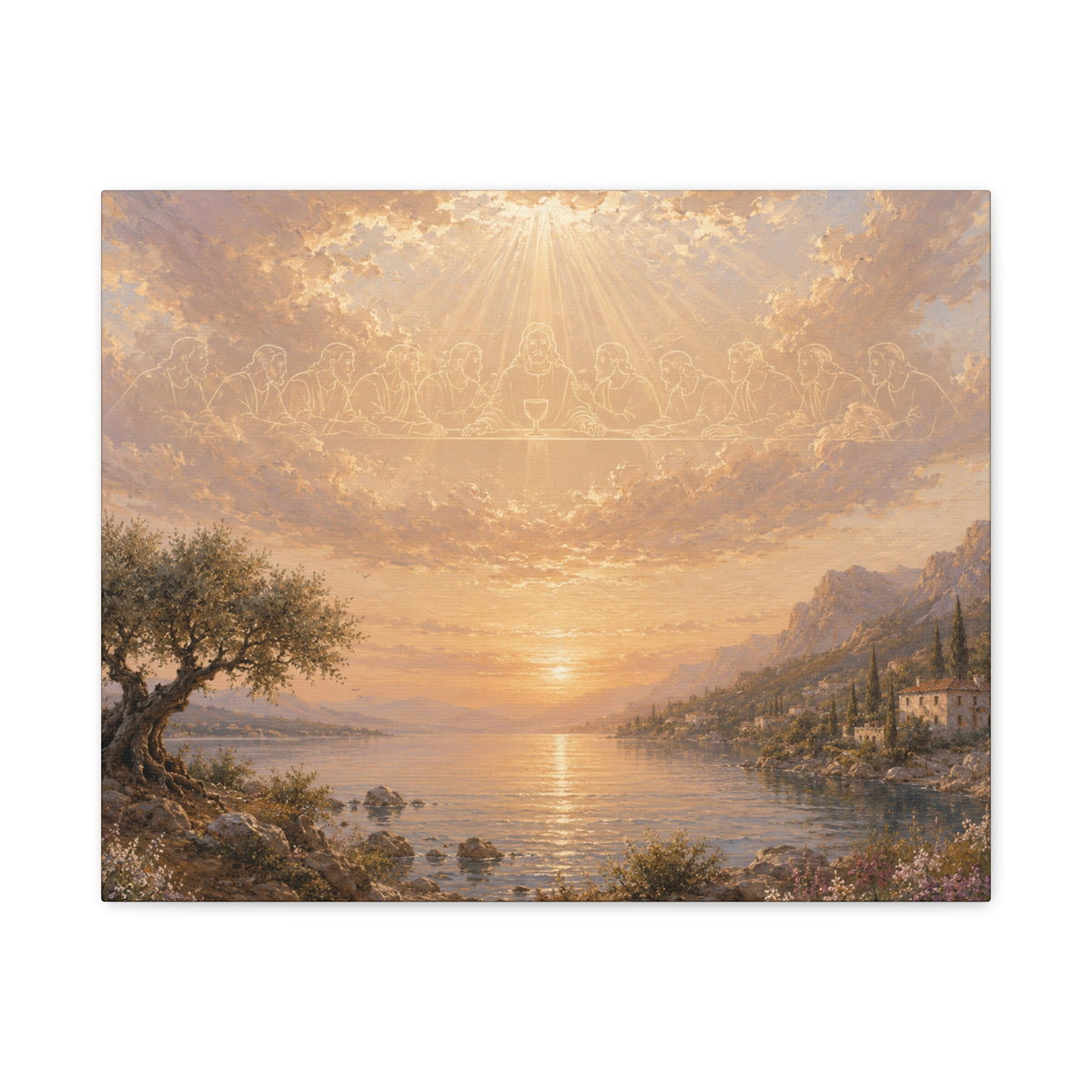 The Last Supper of Jesus and Sacred Olive Tree Christian canvas wall art