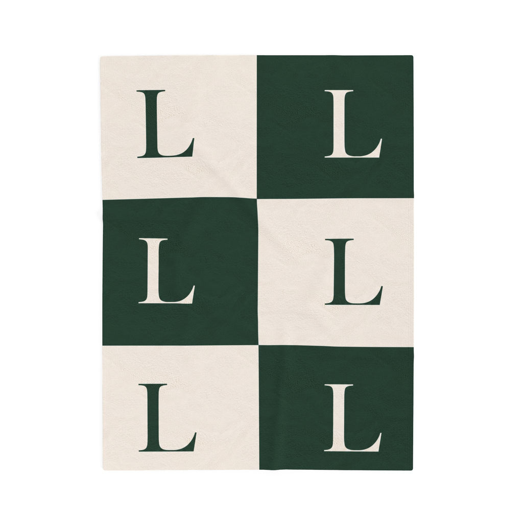 Lirita’ ita Signature Monogram Velveteen Plush Blanket – Bottle Green