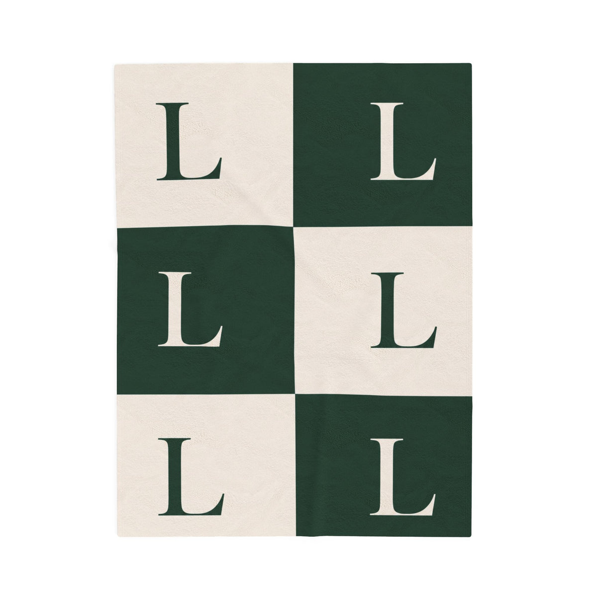 Lirita’ ita Signature Monogram Velveteen Plush Blanket – Bottle Green