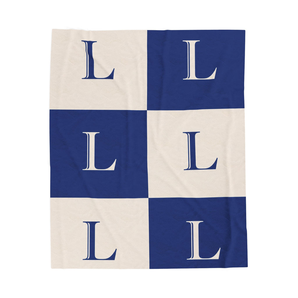 Lirita’ ita Signature Monogram Velveteen Plush Blanket – Royal Blue