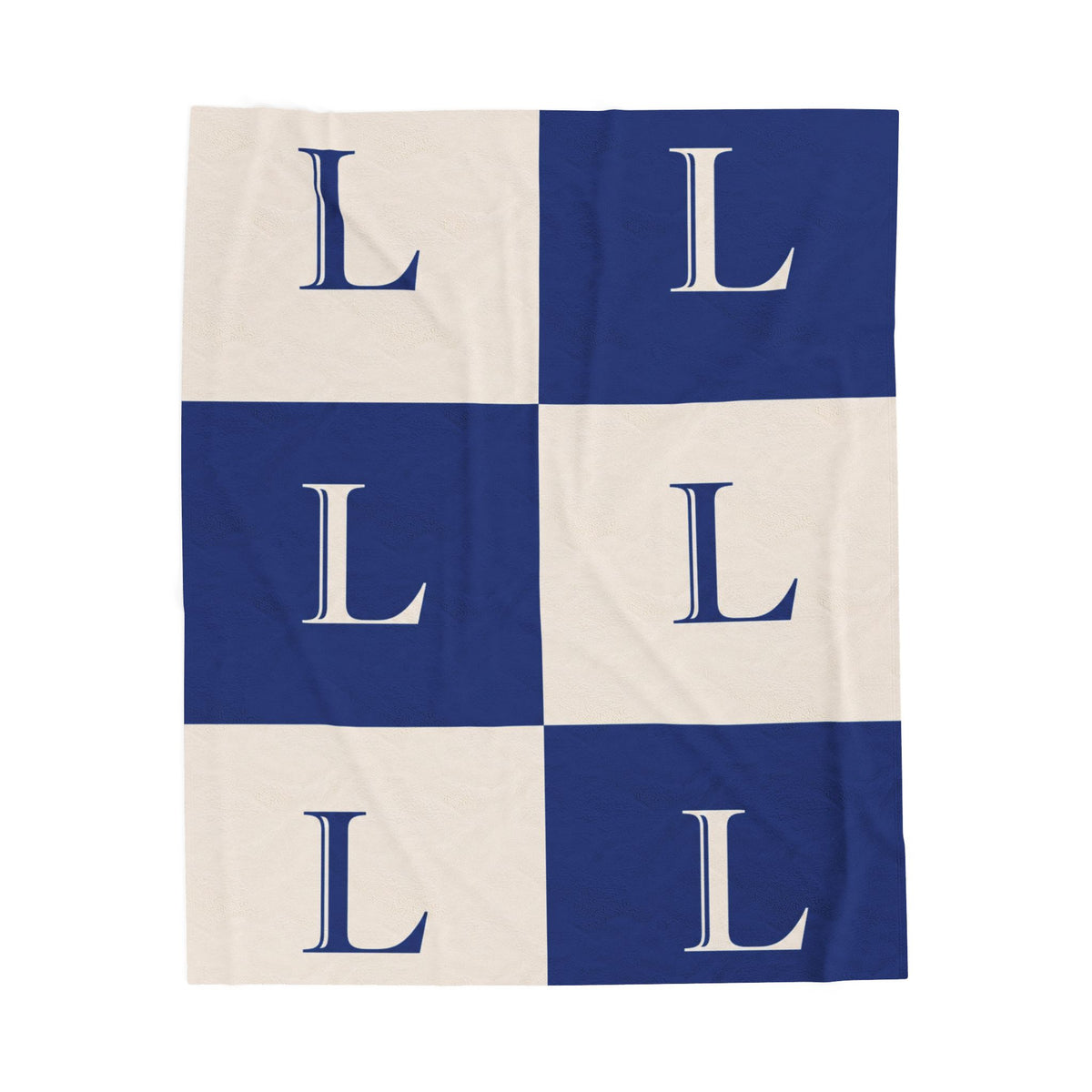 Lirita’ ita Signature Monogram Velveteen Plush Blanket – Royal Blue
