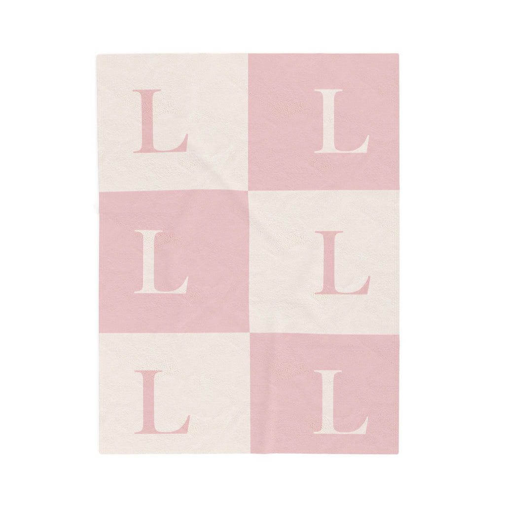 Lirita’ ita Signature Monogram Velveteen Plush Blanket – Blush Pink