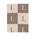 Lirita’ ita Monogram Velveteen Plush Blanket – Taupe & Beige