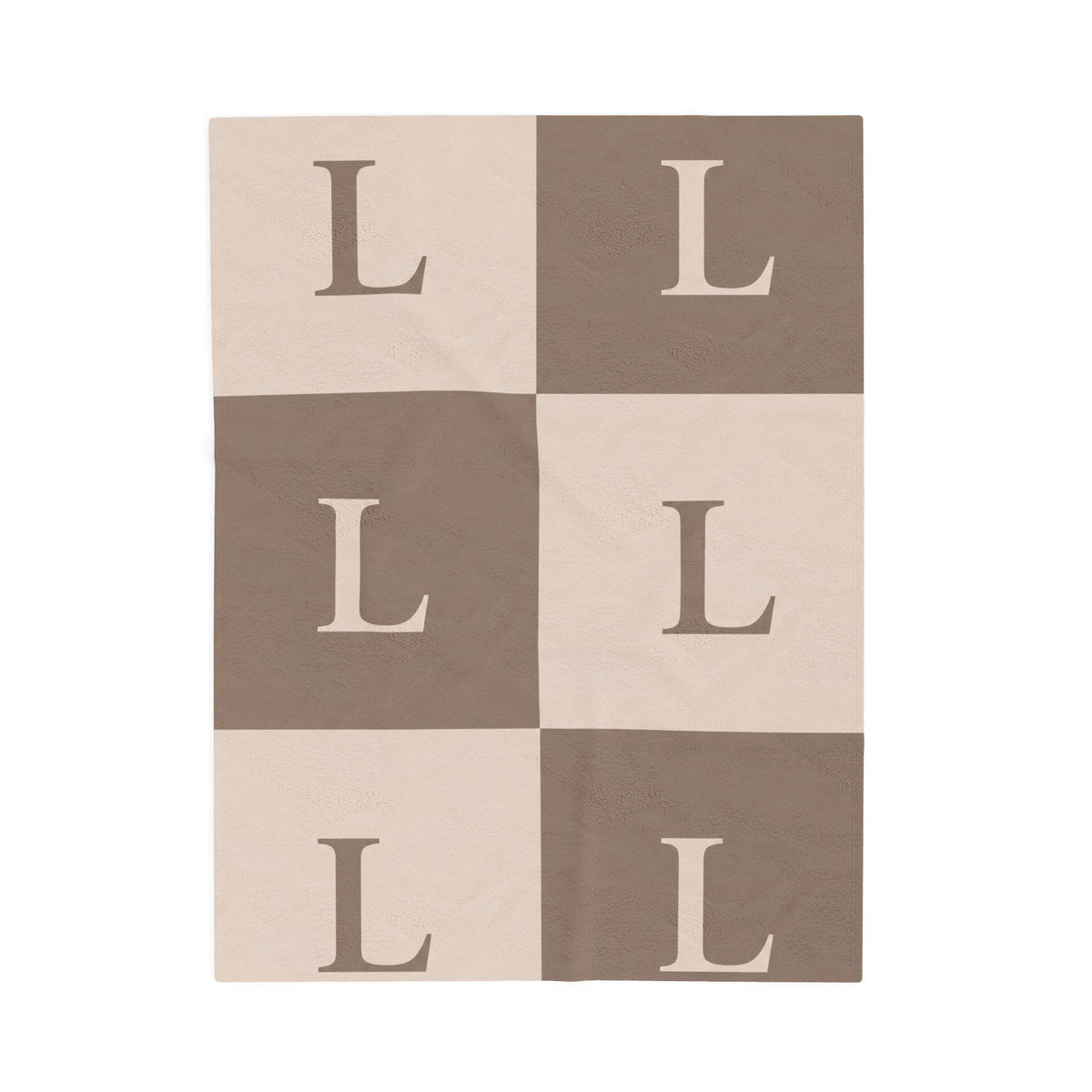 Lirita’ ita Monogram Velveteen Plush Blanket – Taupe & Beige