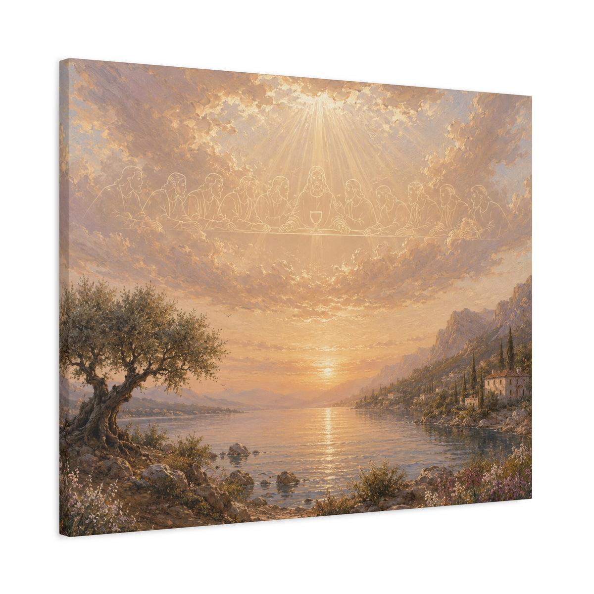 The Last Supper of Jesus & the Sacred Olive Tree | Christian Canvas Wall Art