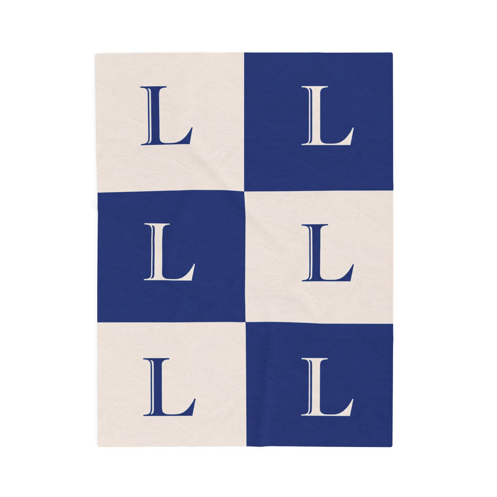 Lirita’ ita Signature Monogram Velveteen Plush Blanket – Royal Blue