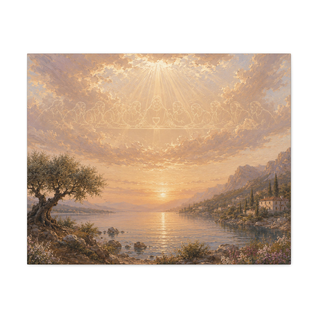 The Last Supper of Jesus and Sacred Olive Tree Christian canvas wall art