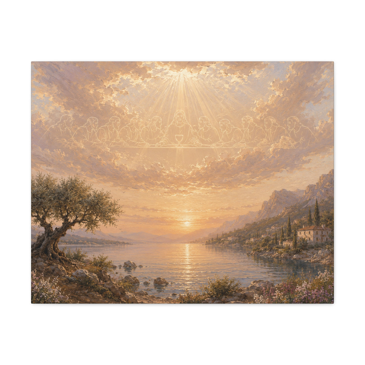 The Last Supper of Jesus and Sacred Olive Tree Christian canvas wall art