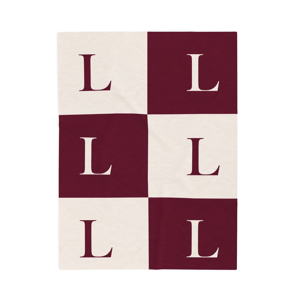 Lirita’ ita Signature Monogram Velveteen Plush Blanket – Burgundy