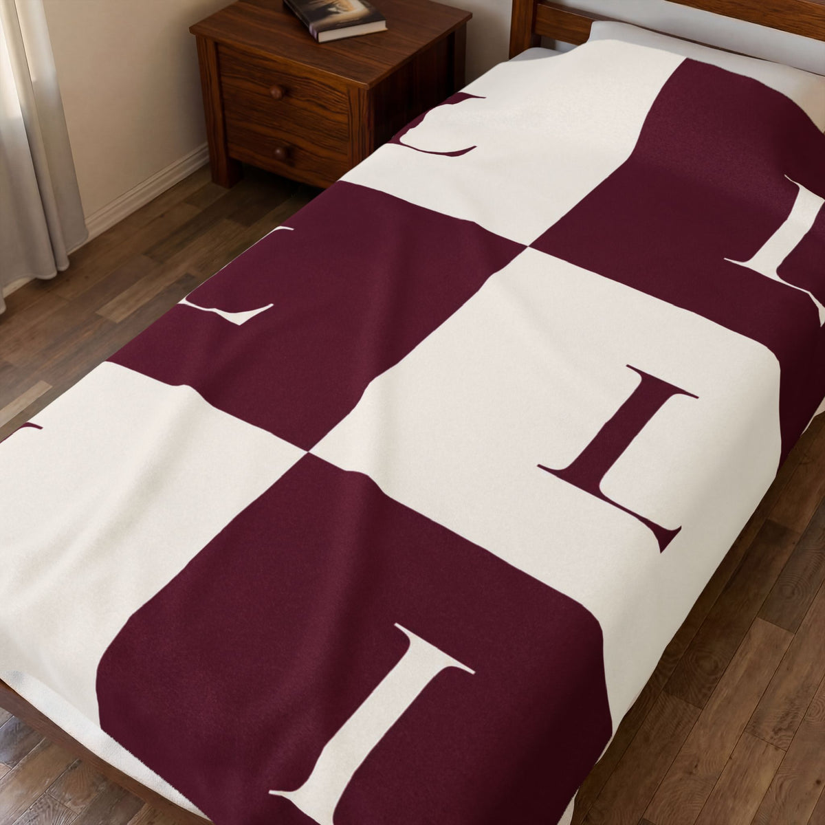 Lirita’ ita Signature Monogram Velveteen Plush Blanket – Burgundy