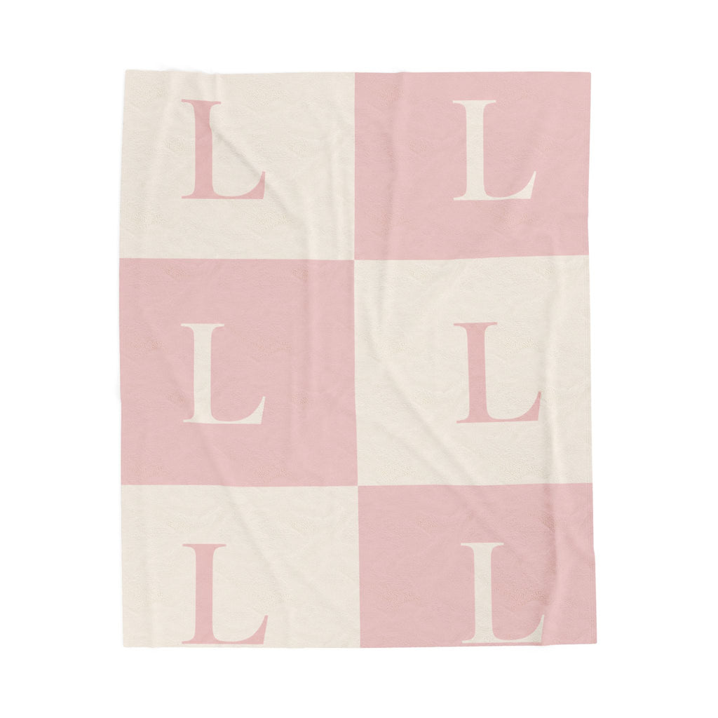 Lirita’ ita Signature Monogram Velveteen Plush Blanket – Blush Pink