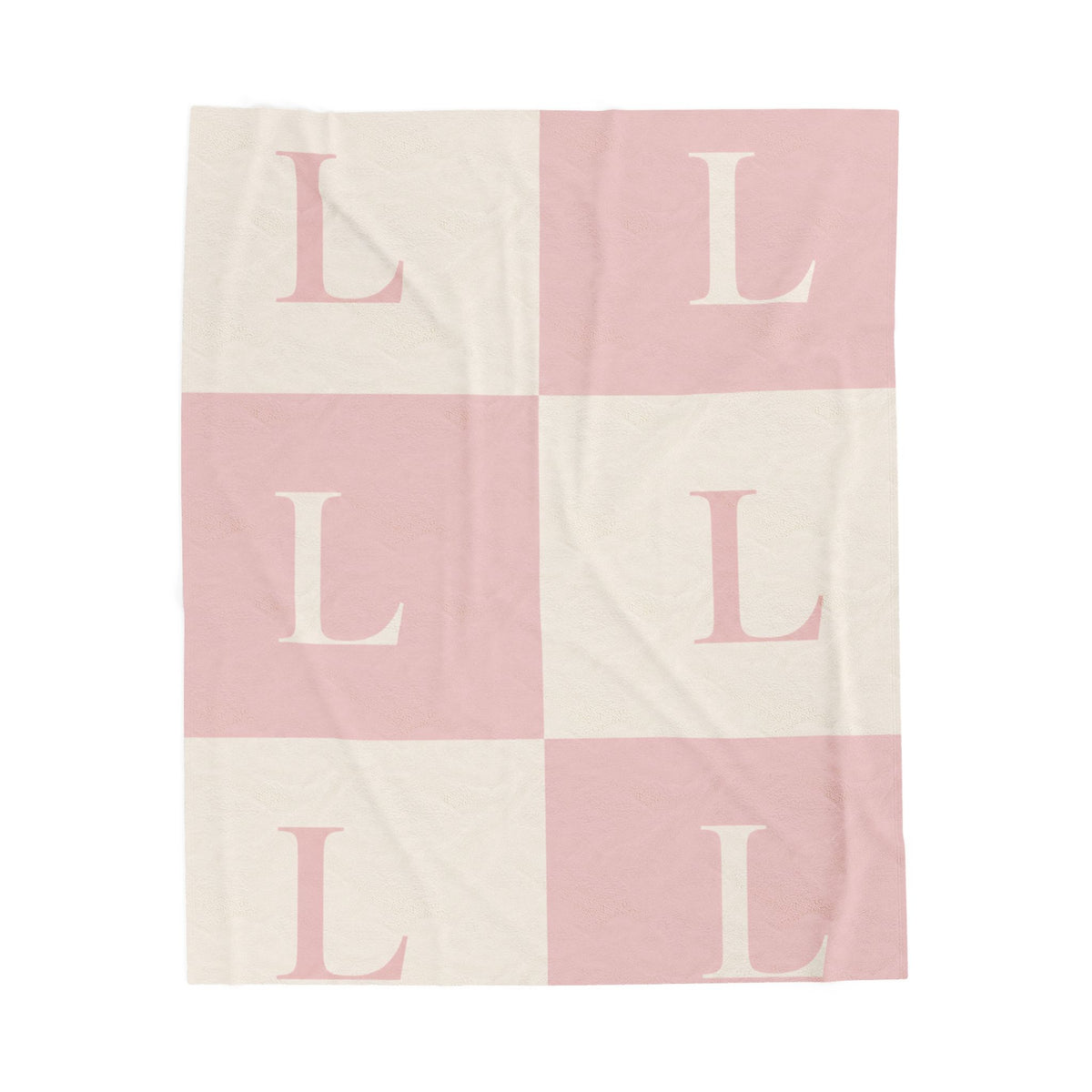 Lirita’ ita Signature Monogram Velveteen Plush Blanket – Blush Pink
