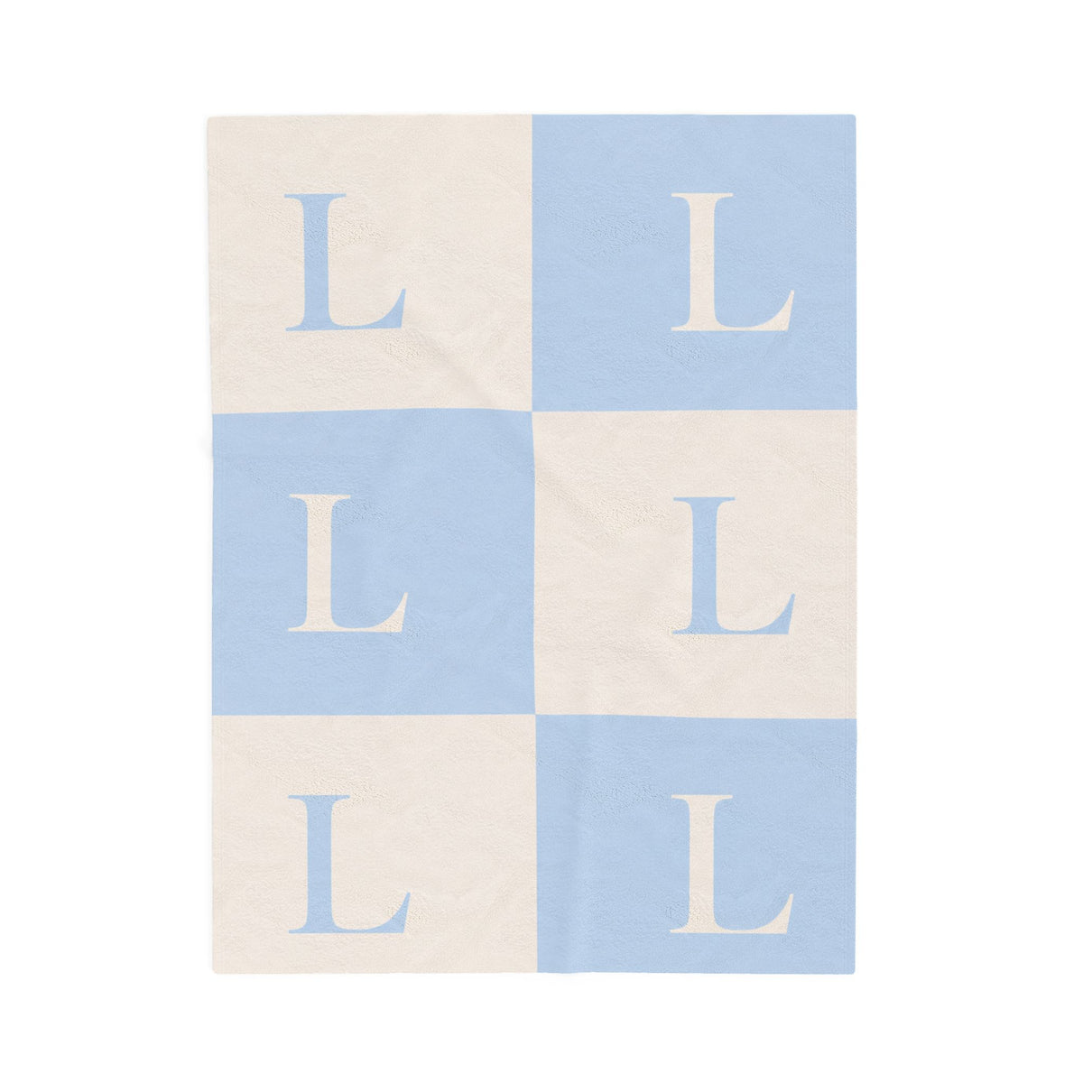 Lirita’ ita Signature Monogram Velveteen Plush Blanket – Baby Blue