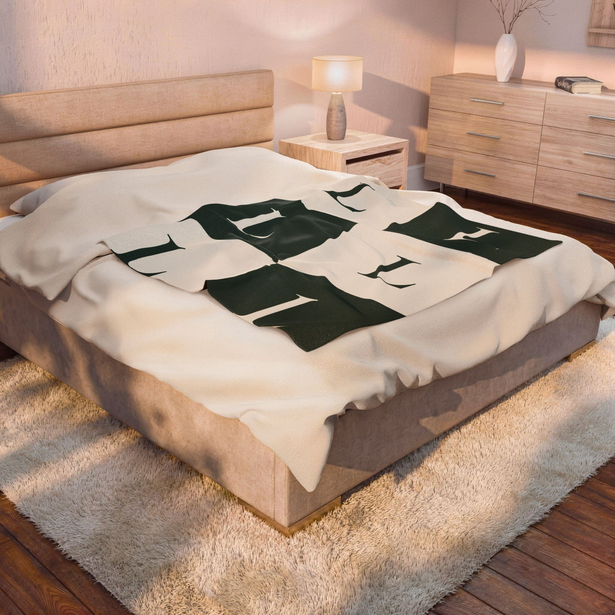Lirita’ ita Signature Monogram Velveteen Plush Blanket – Bottle Green