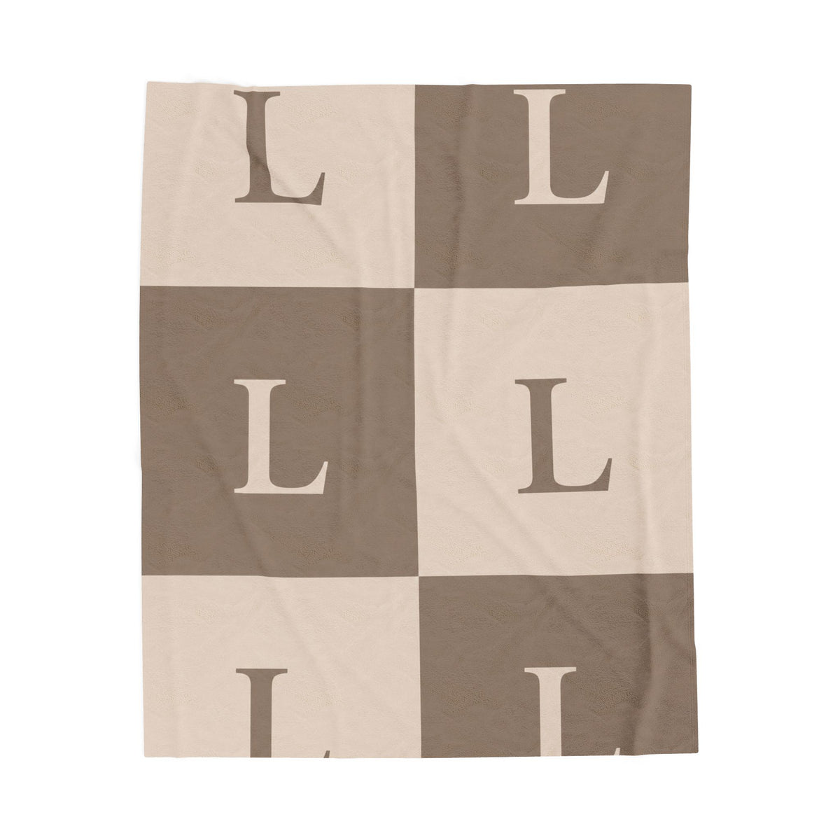 Lirita’ ita Monogram Velveteen Plush Blanket – Taupe & Beige